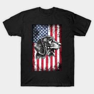 Patriotic Dachshunds American Flag T-Shirt